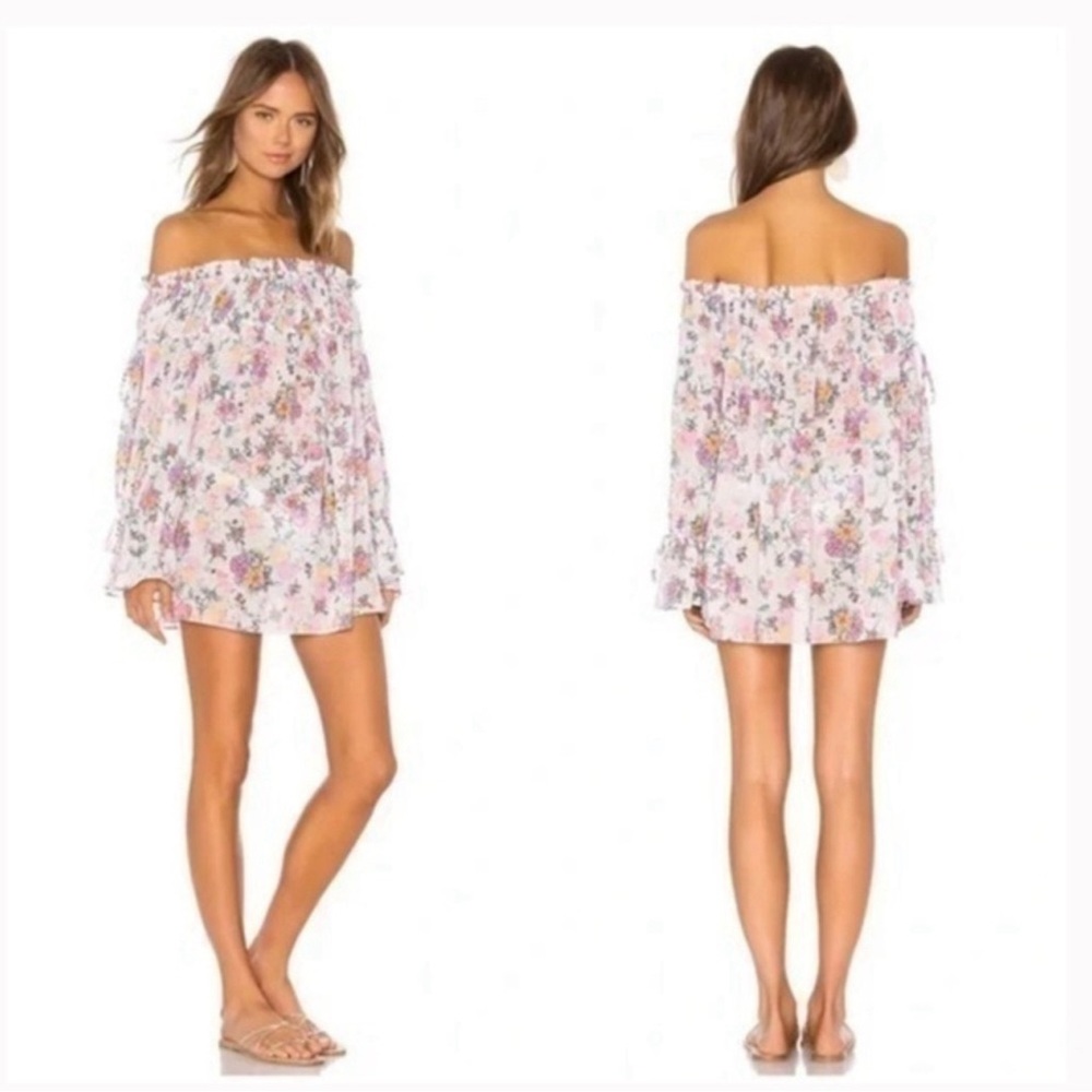 Tularosa Floral Brogan Off Shoulder Mini Dress tunic